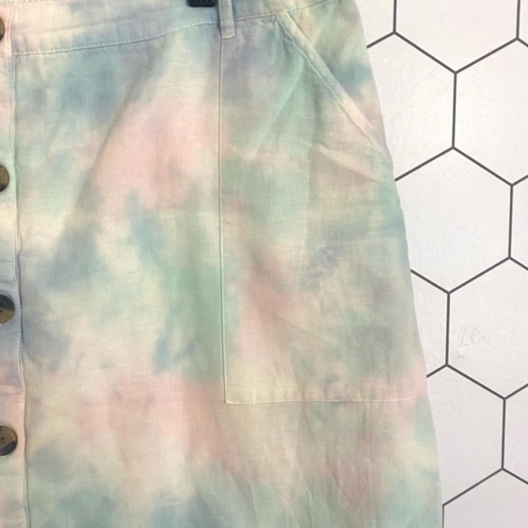 American Eagle Cotton Candy Tie Dye Button Front Linen Blend Mini Skirt SZ XL - Picture 3 of 6